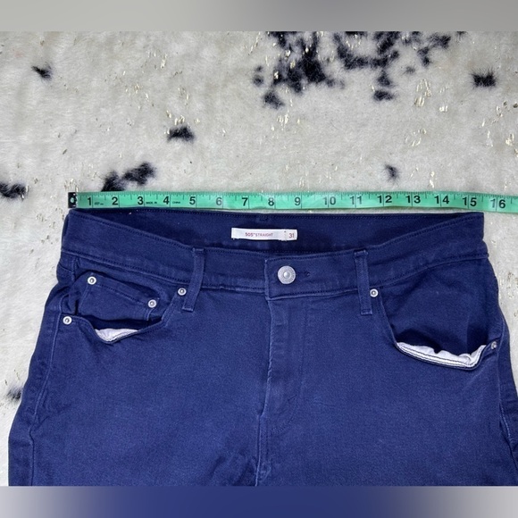 Levi’s 505 Blue Straight Leg Mid Rise Stretch Denim Jeans Size 31 - Picture 2 of 9